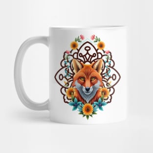 Fox and flowers tattoo style 1 Mug